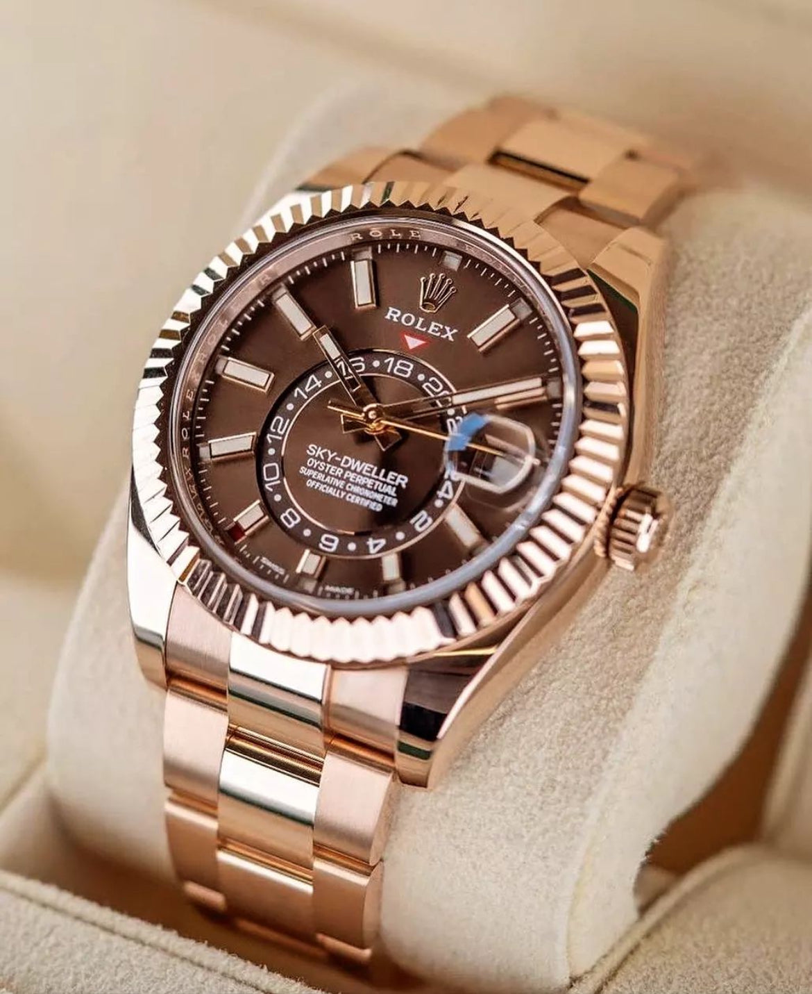 ROLEX SKY DWELLER CHOCOLATE ORO ROSA
