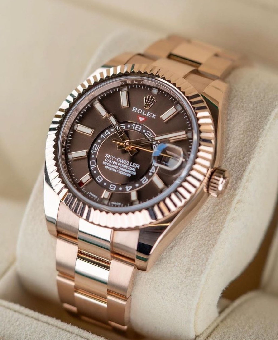 ROLEX SKY DWELLER CHOCOLATE ORO ROSA