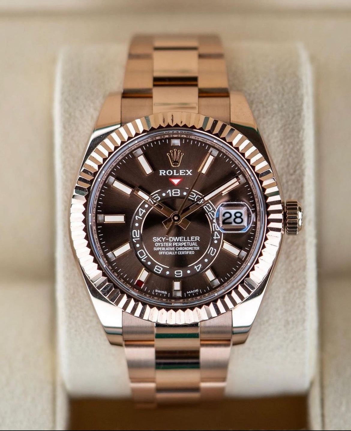 ROLEX SKY DWELLER CHOCOLATE ORO ROSA