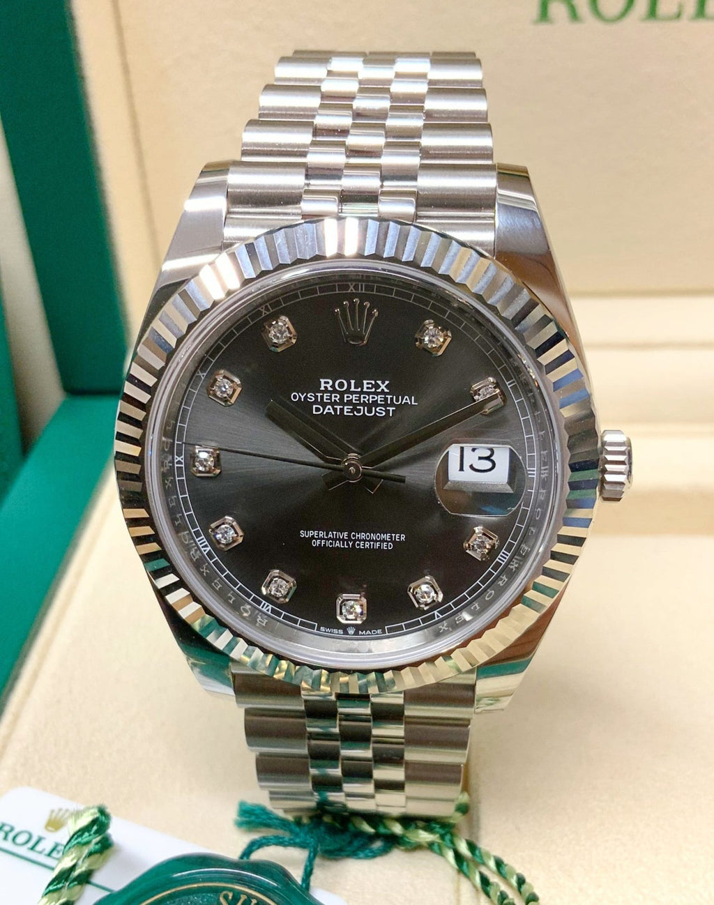 ROLEX DATEJUST JUBILÉE GRIGIO RODIO DIAMOND