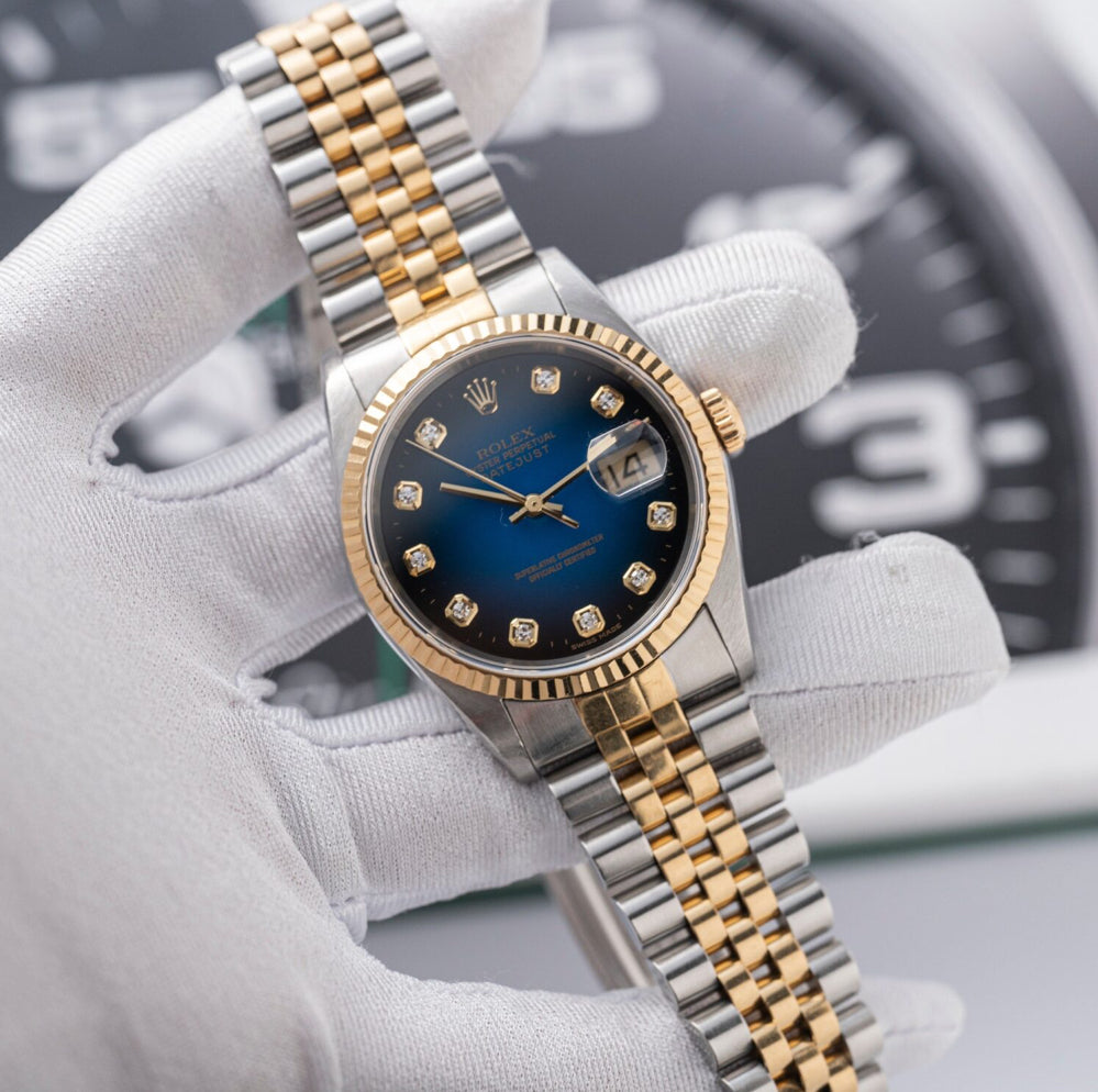ROLEX DATEJUST JUBILÉE ORO & BLU DIAMOND
