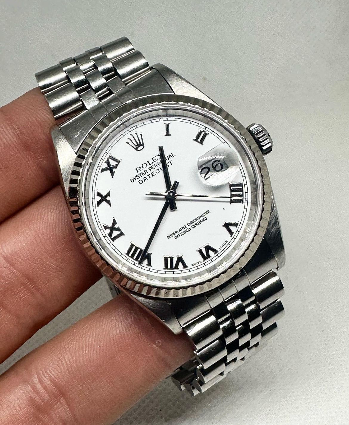 ROLEX DATEJUST JUBILÈE BIANCO ROMAN