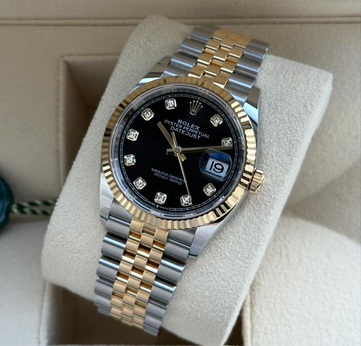 ROLEX DATEJUST JUBILEE ACCIAIO E ORO QUADRANTE NERO DIAMOND