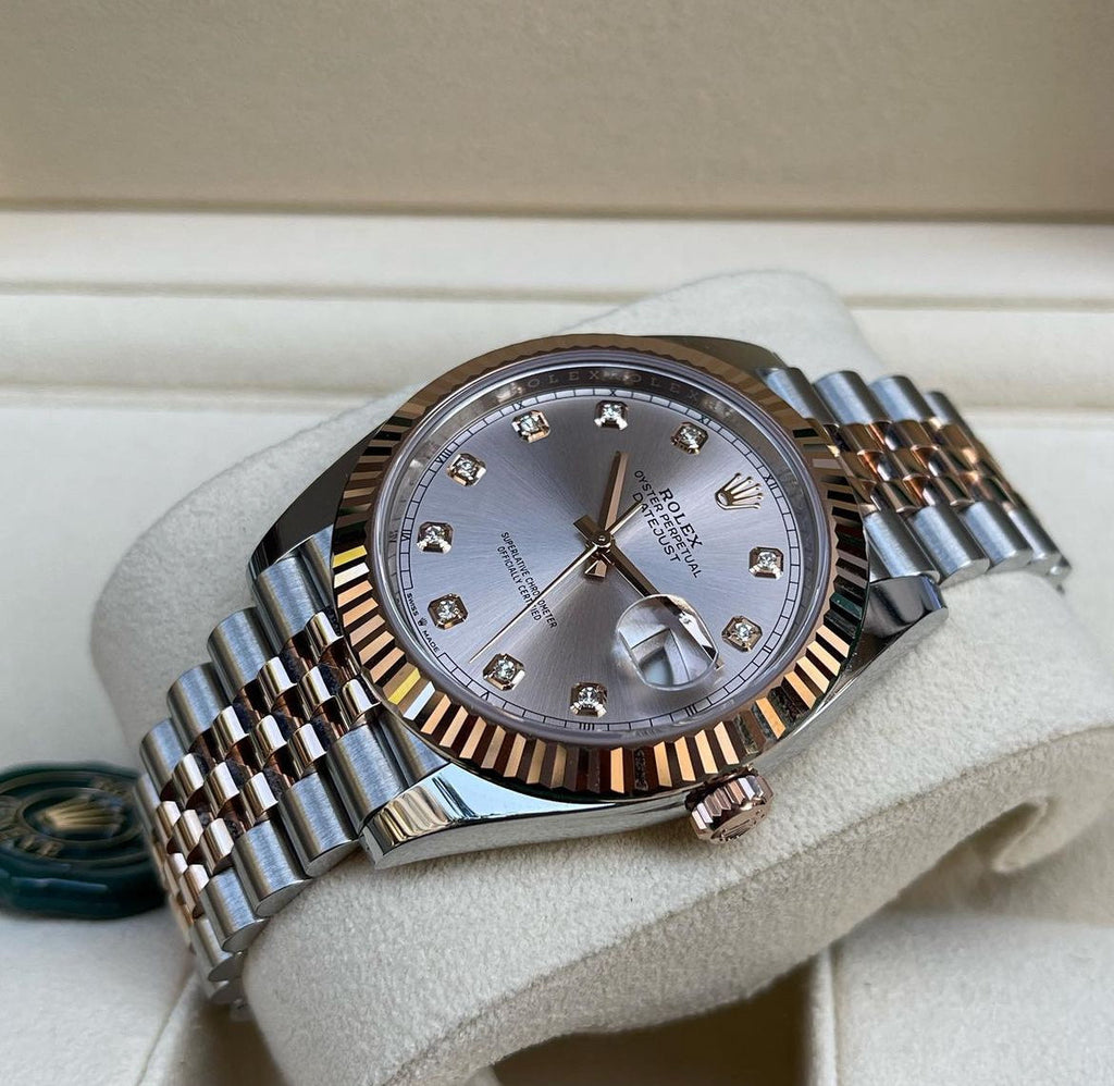 ROLEX DATEJUST JUBILEE ORO ROSA QUADRANTE SILVER DIAMOND