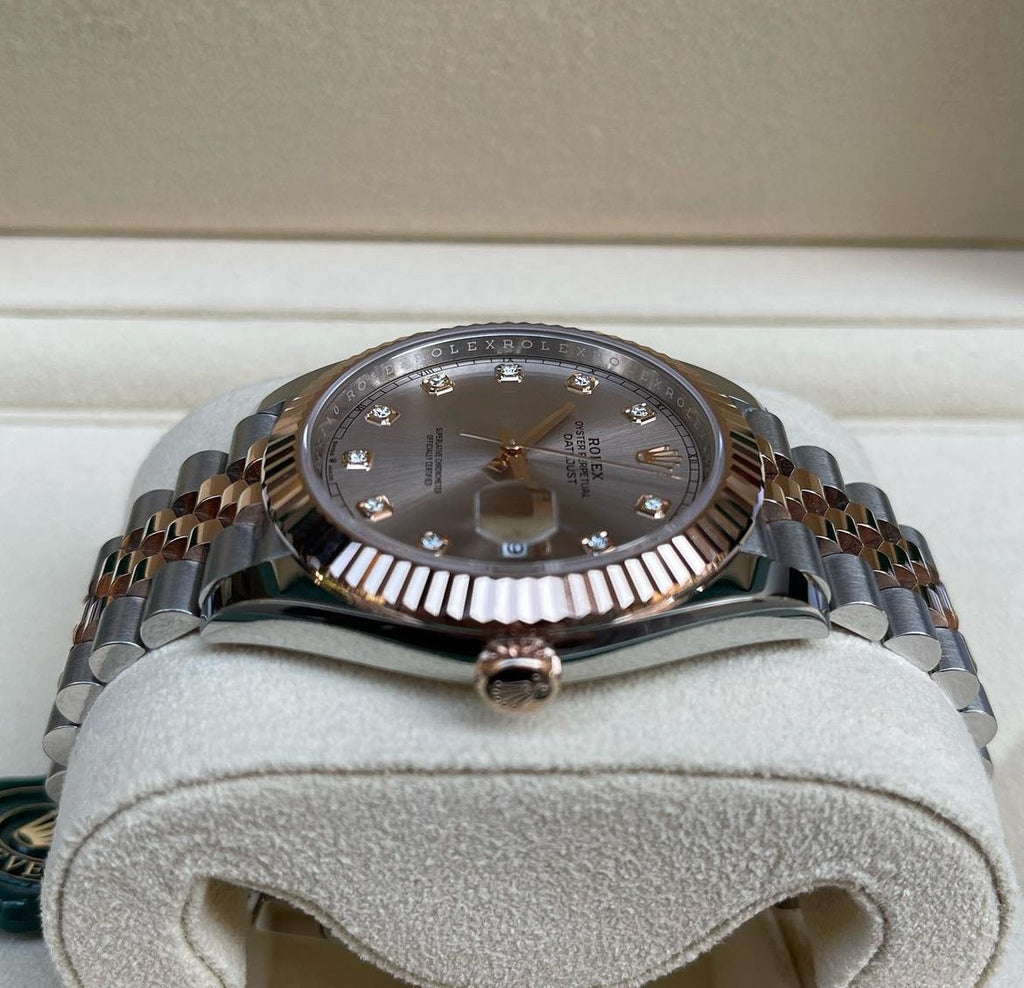 ROLEX DATEJUST JUBILEE ORO ROSA QUADRANTE SILVER DIAMOND